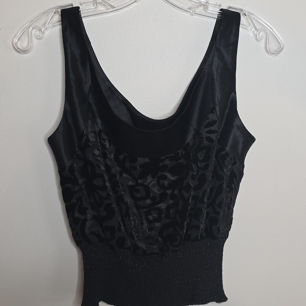 Audrey Ma Black Sheer 2 Piece Top Set Satin And Sheer Vintage 80s 90s - Picture 6 of 10